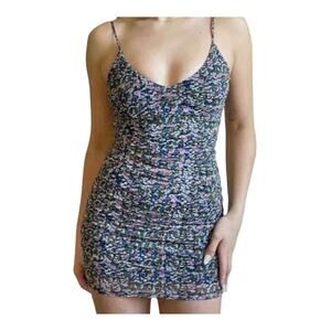 BP Nordstrom Ruched Mesh Maisey Ditsy Floral Dress - Size S